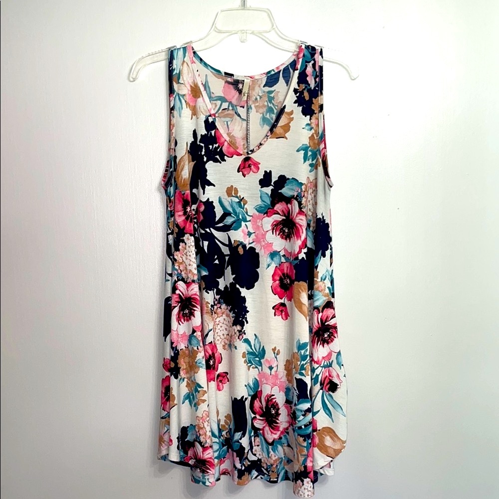 Floral Mini Dress - Pink, Blue, Cream